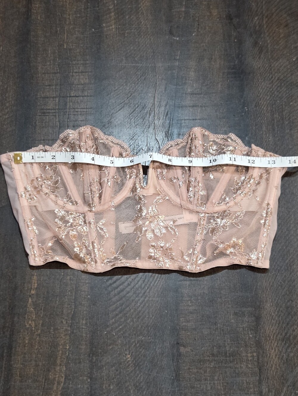 Victoria's Secret Pink & Gold Jacquard Strapless Corset - Picture 3 of 9